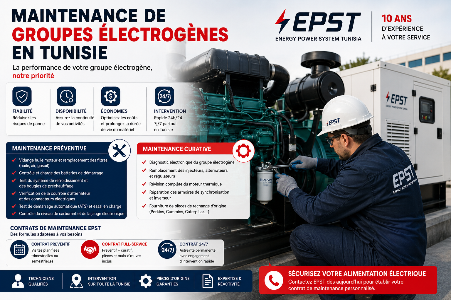 Maintenance de groupes électrogènes en Tunisie