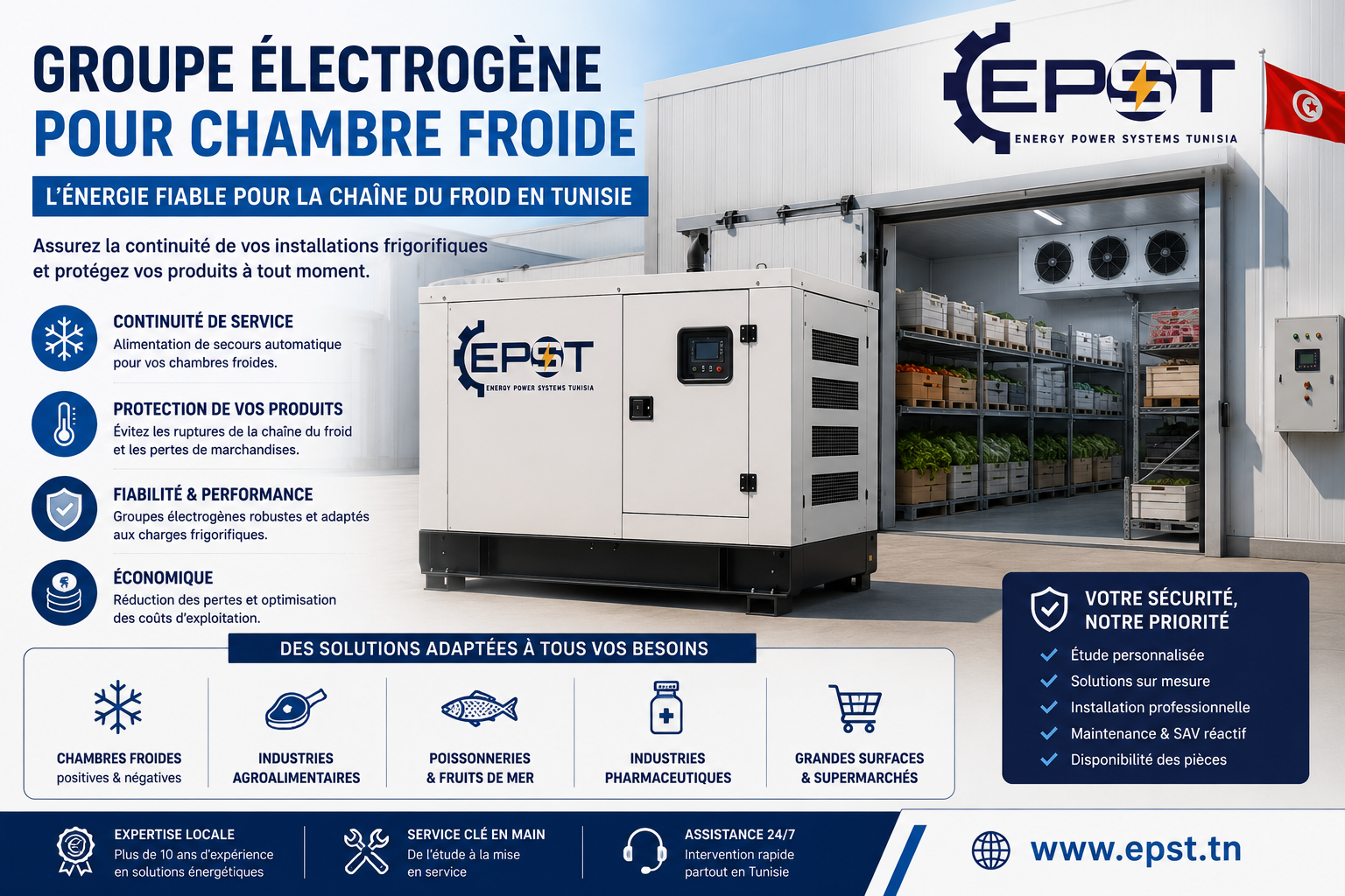 groupe électrogène chambre froide Tunisie