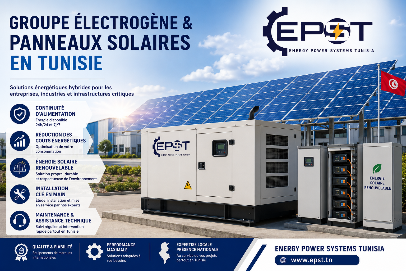 groupe électrogène panneaux solaires Tunisie