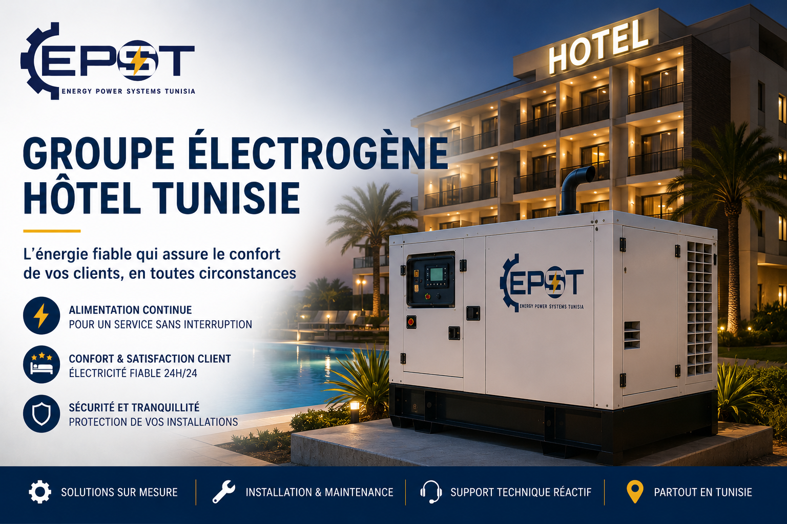 groupe électrogène hôtel Tunisie