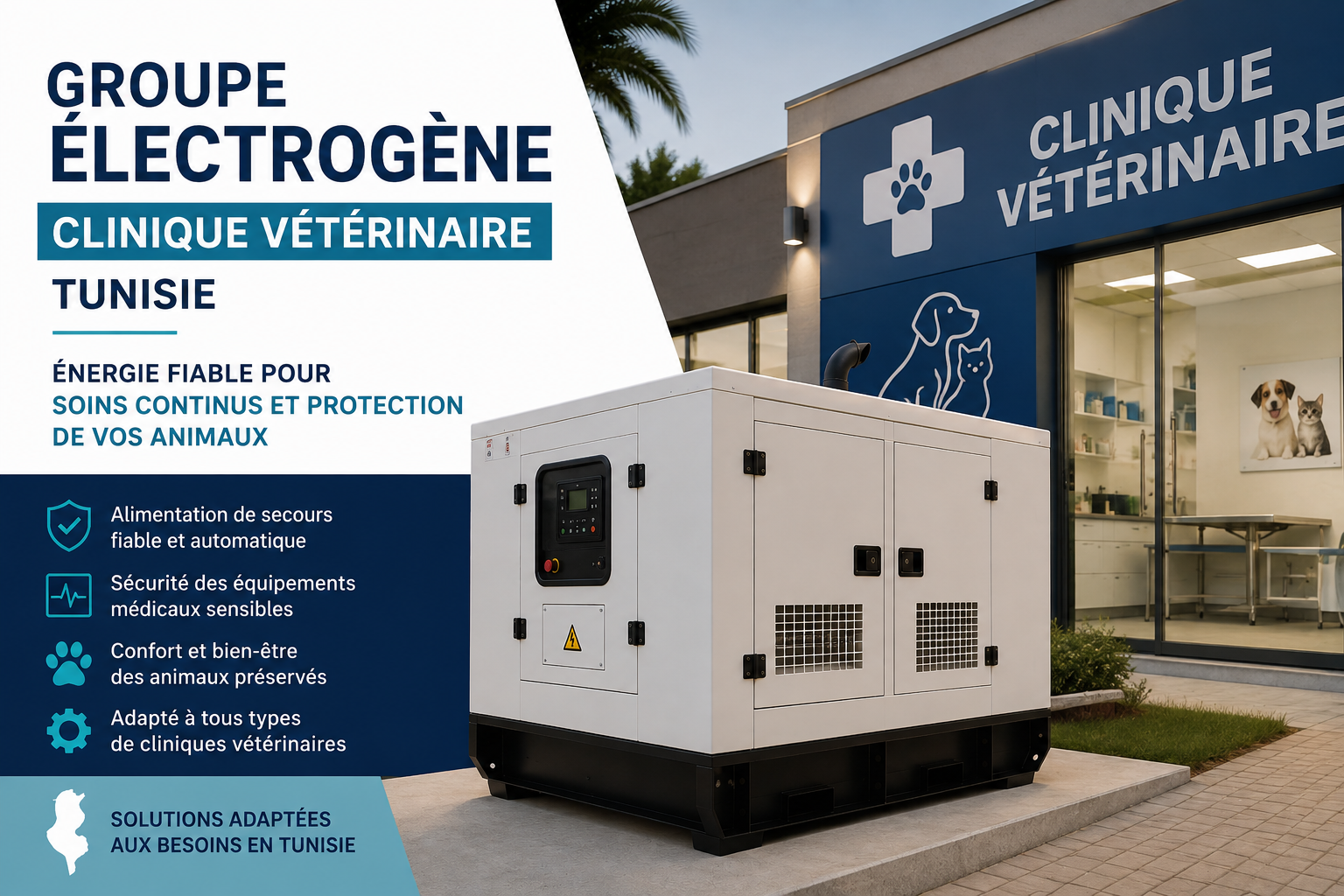 groupe électrogène clinique vétérinaire Tunisie