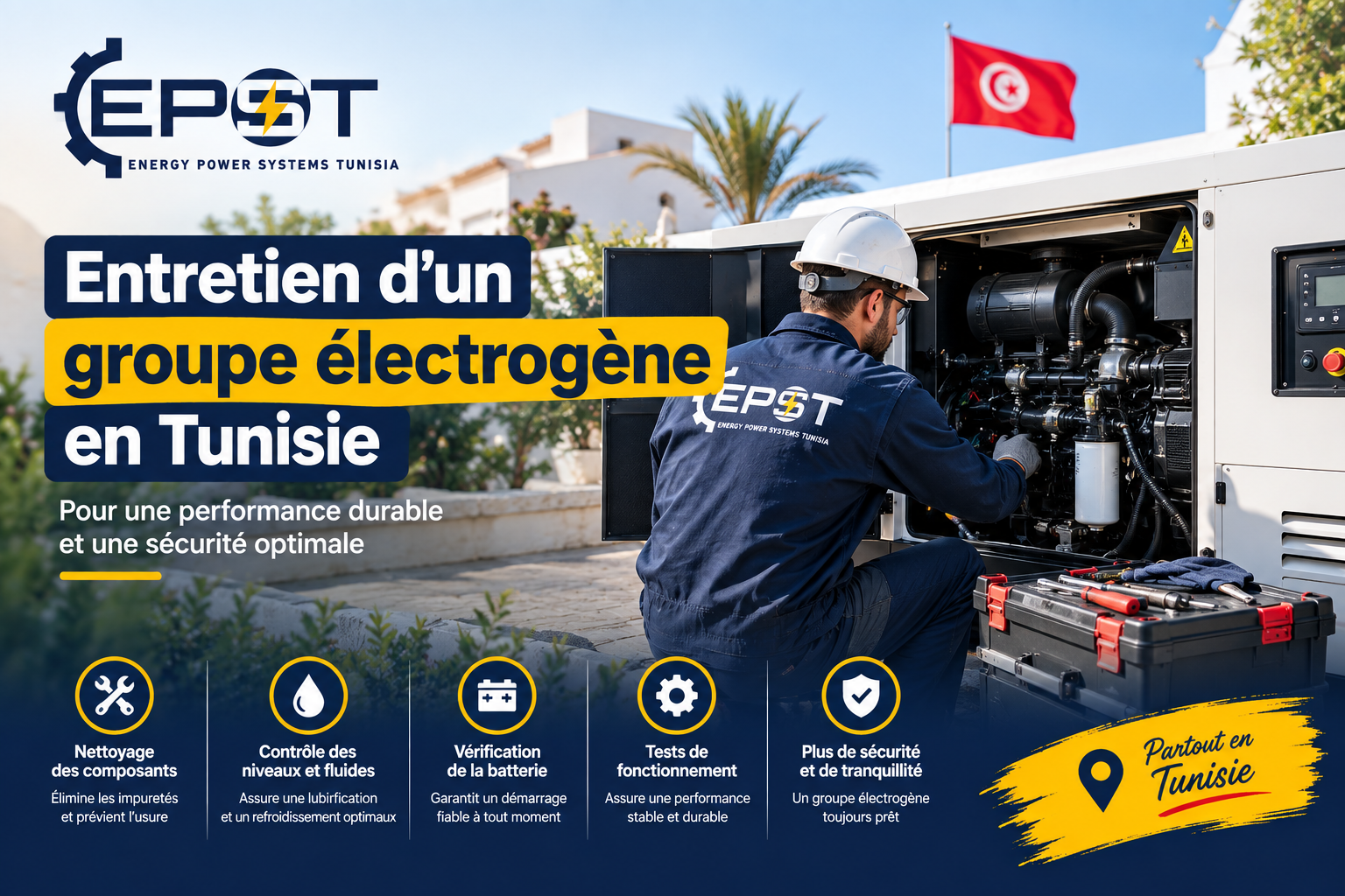 Entretien d'un groupe électrogène en Tunisie