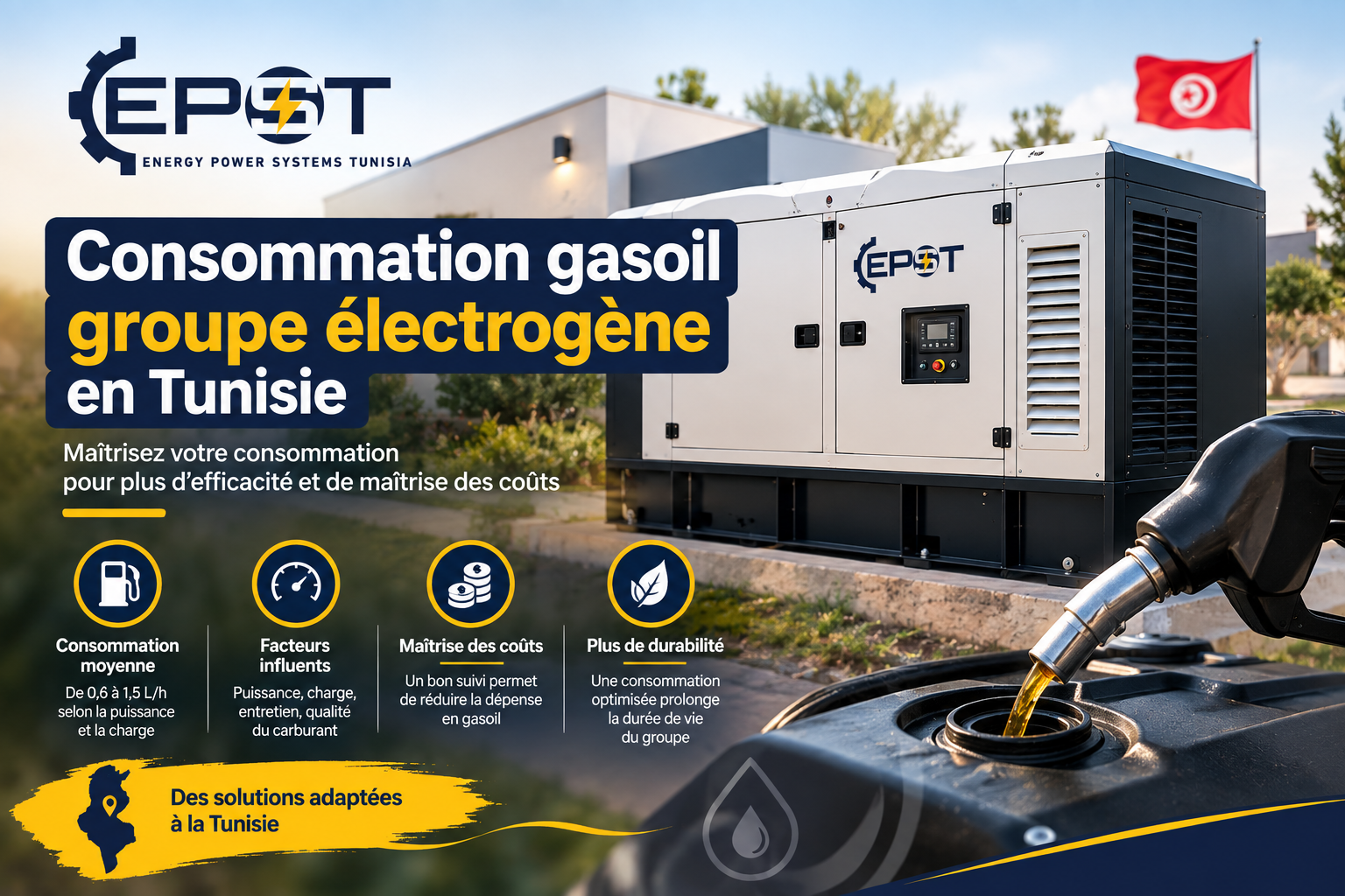 consommation gasoil groupe électrogène Tunisie