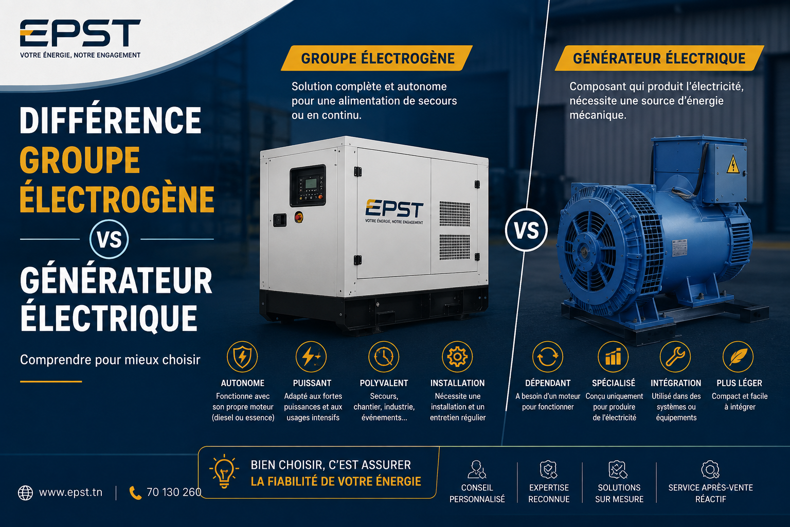 différence groupe électrogène générateur électrique