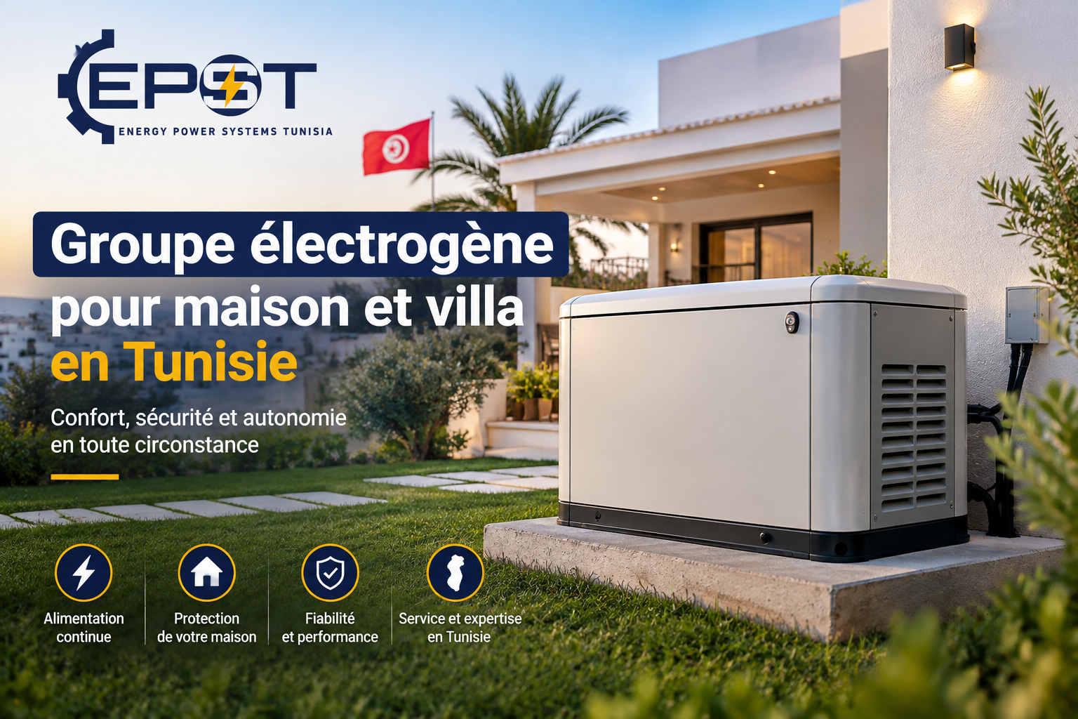 groupe électrogène maison villa Tunisie